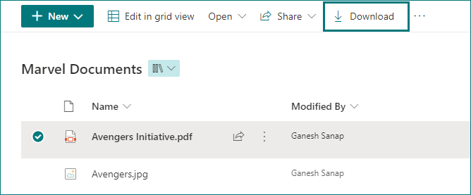 SharePoint Online modern experience - download file from document library